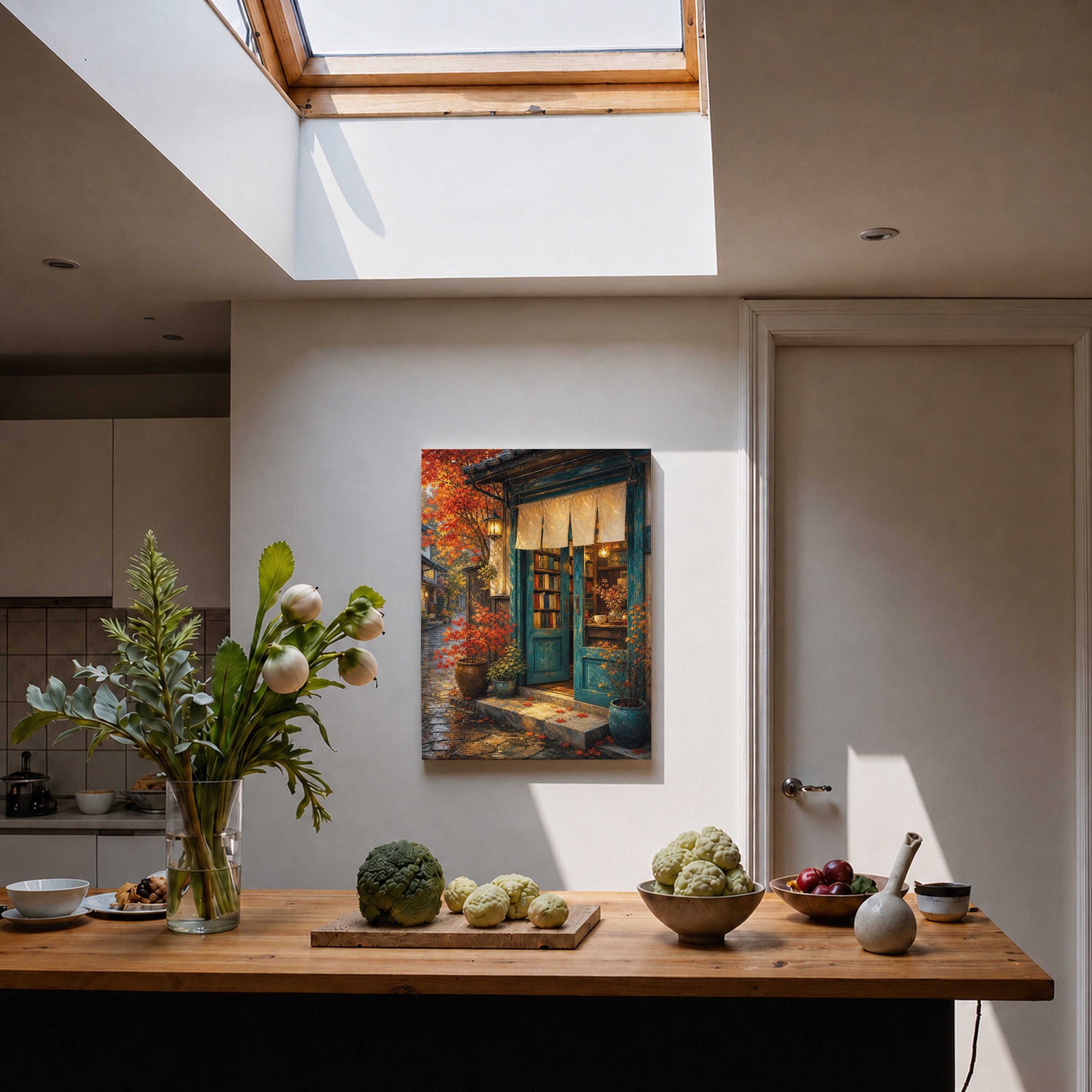 Kyoto Autumn Storefront canvas home decor mockup by Seji Art