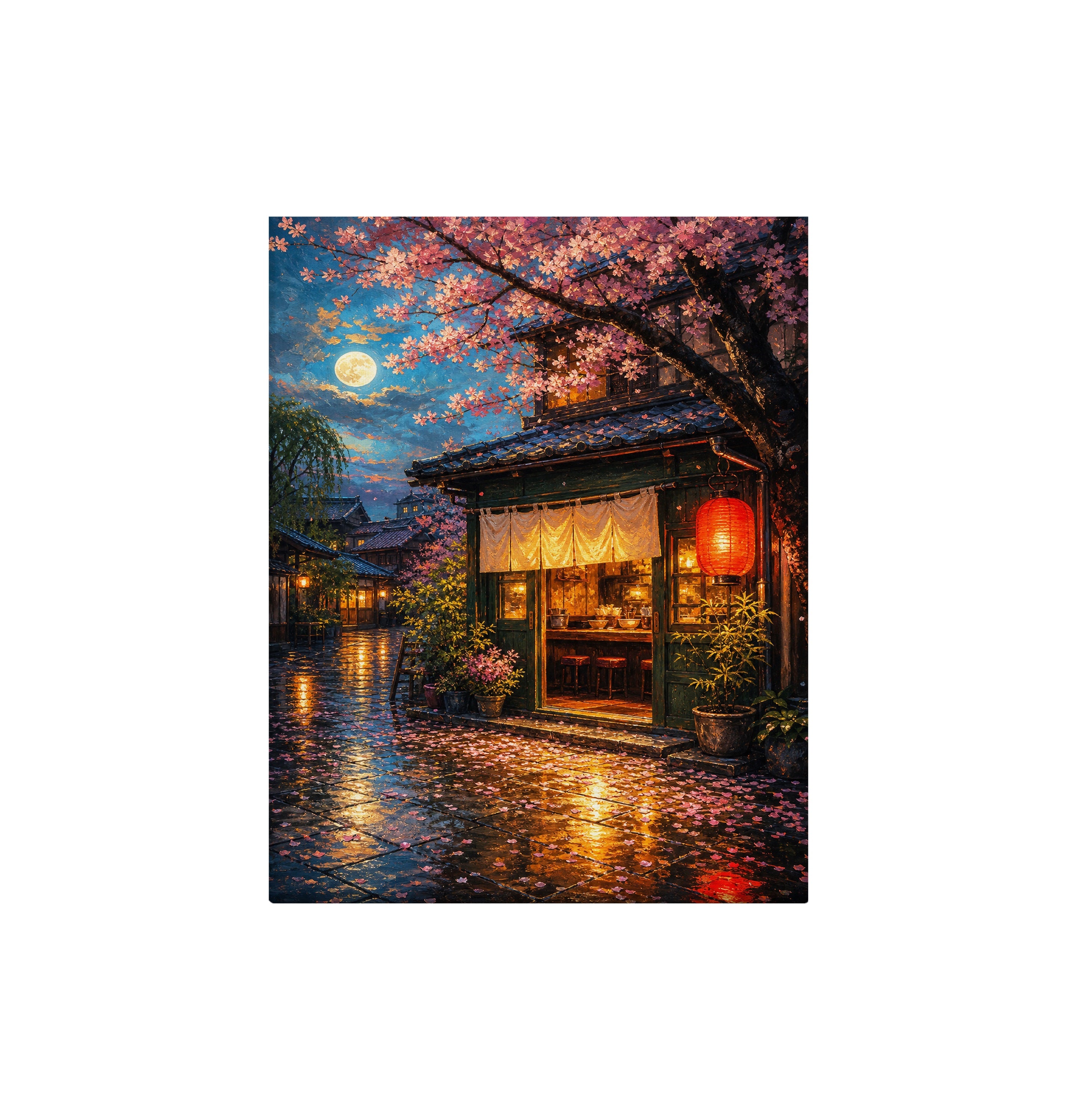 Kyoto Rainy Lantern Street canvas wall art preview by Seji Art