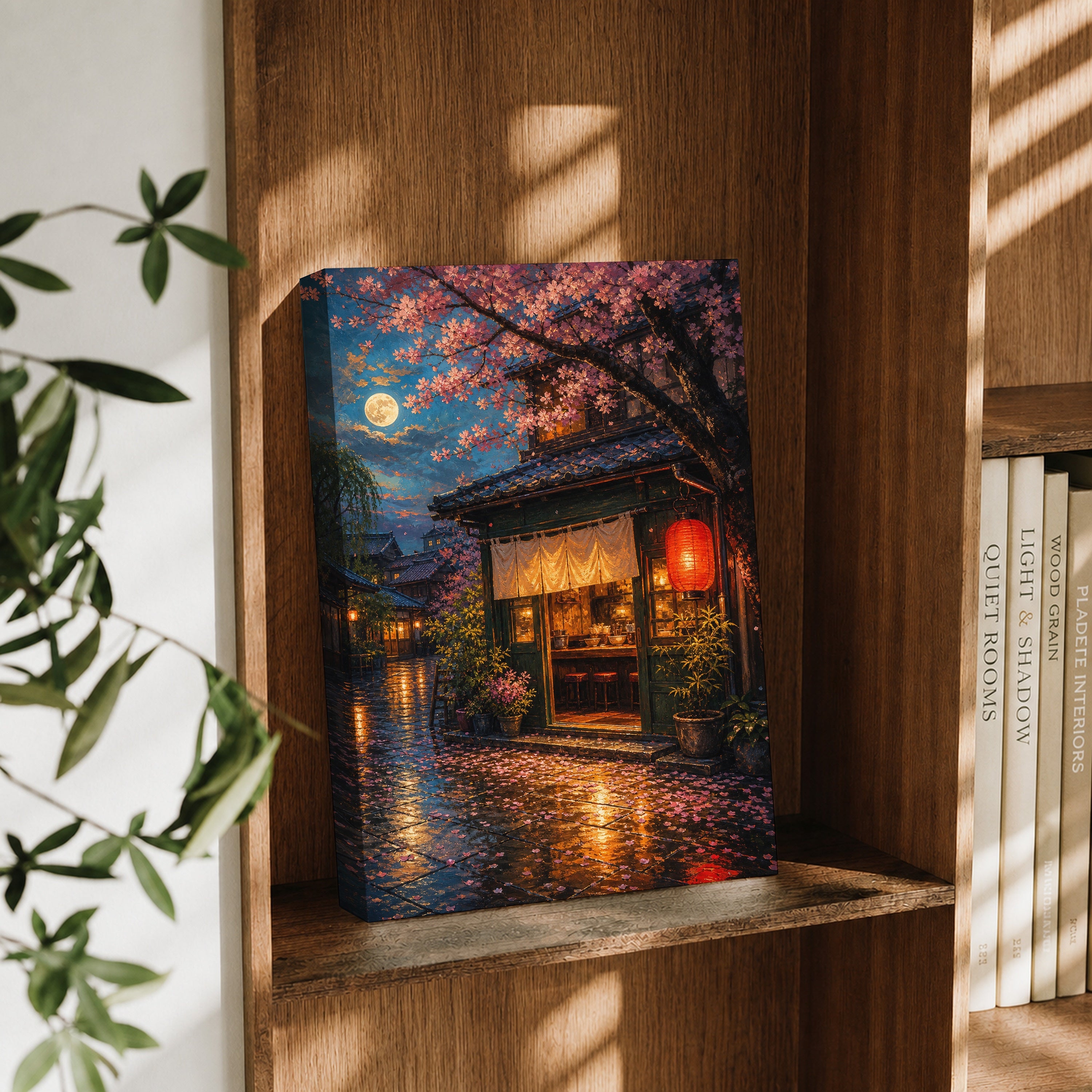 Kyoto Rainy Lantern Street canvas wall art decor mockup by Seji Art