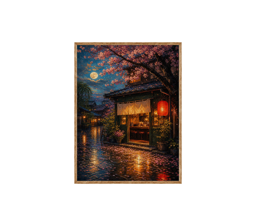 Kyoto Rainy Lantern Street poster print preview by Seji Art