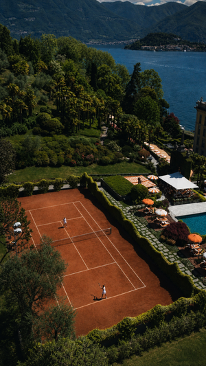 Lake Como Aerial Tennis Court Wall Art Print