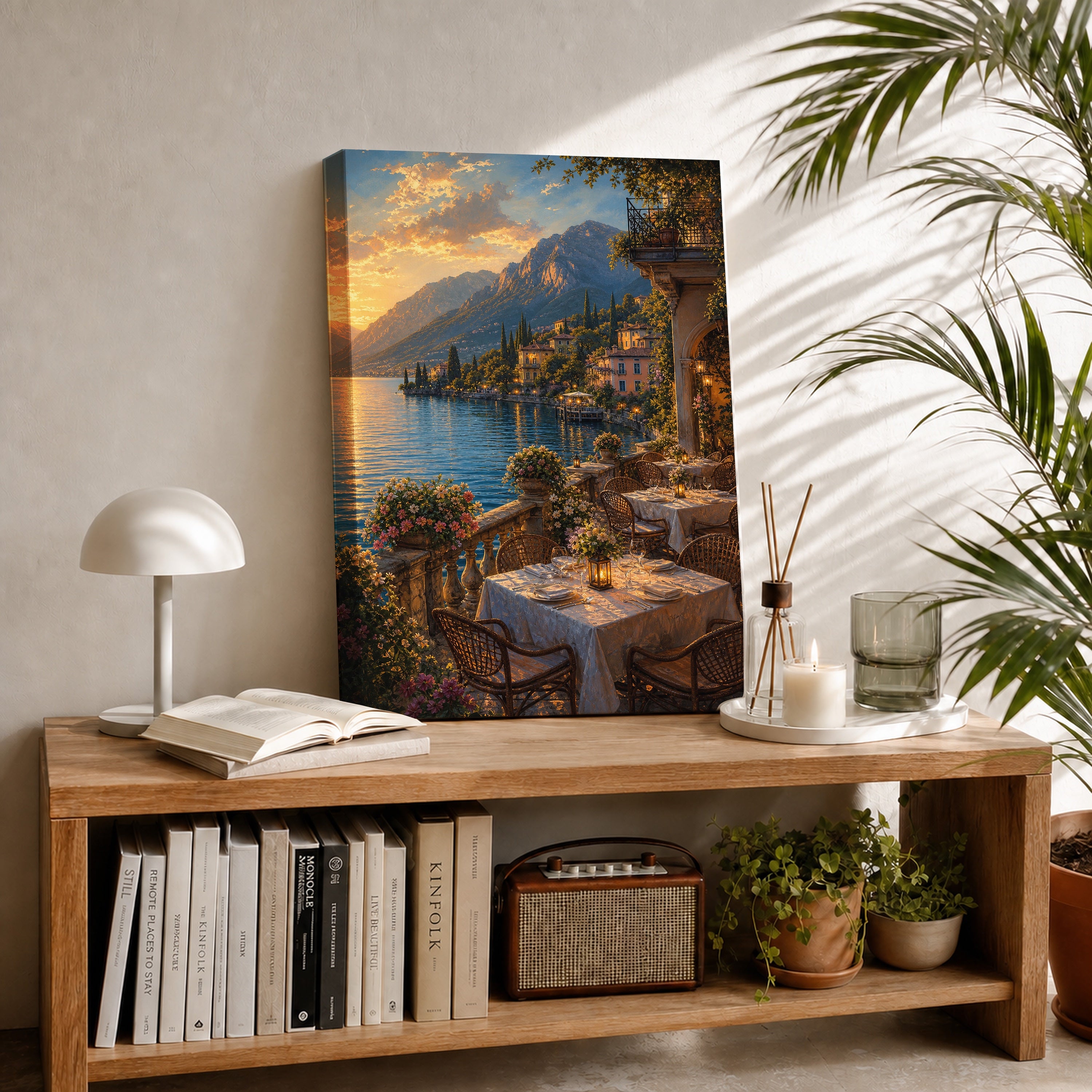 Lake Como Dinner Terrace canvas room mockup by Seji Art