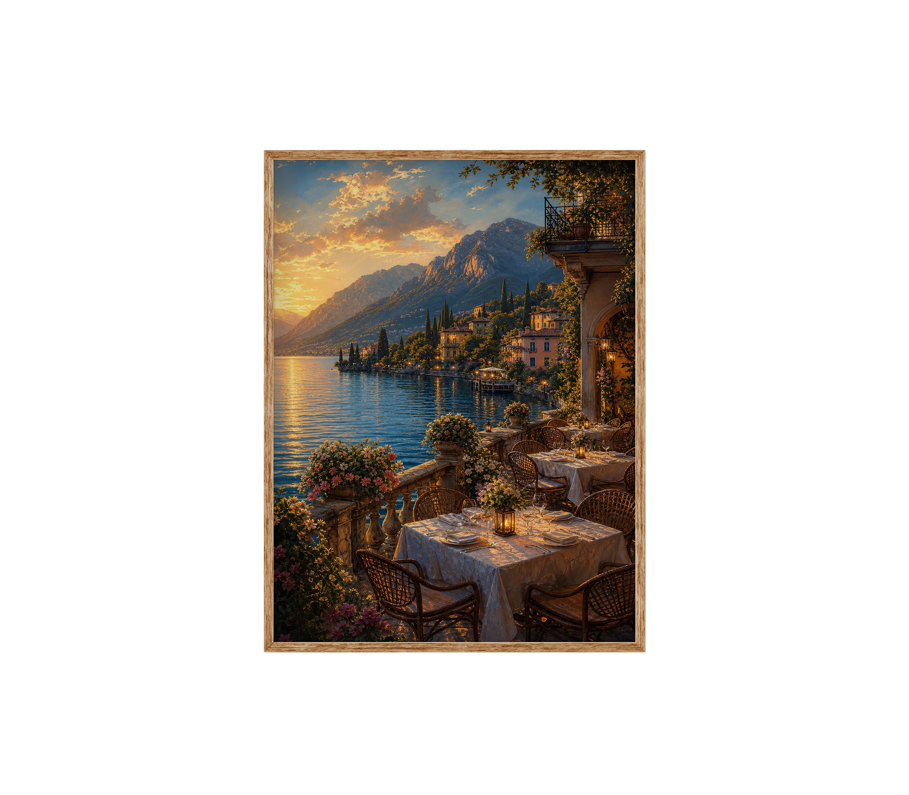 Lake Como Dinner Terrace poster print preview by Seji Art