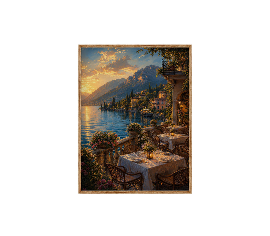 Lake Como Dinner Terrace poster print preview by Seji Art