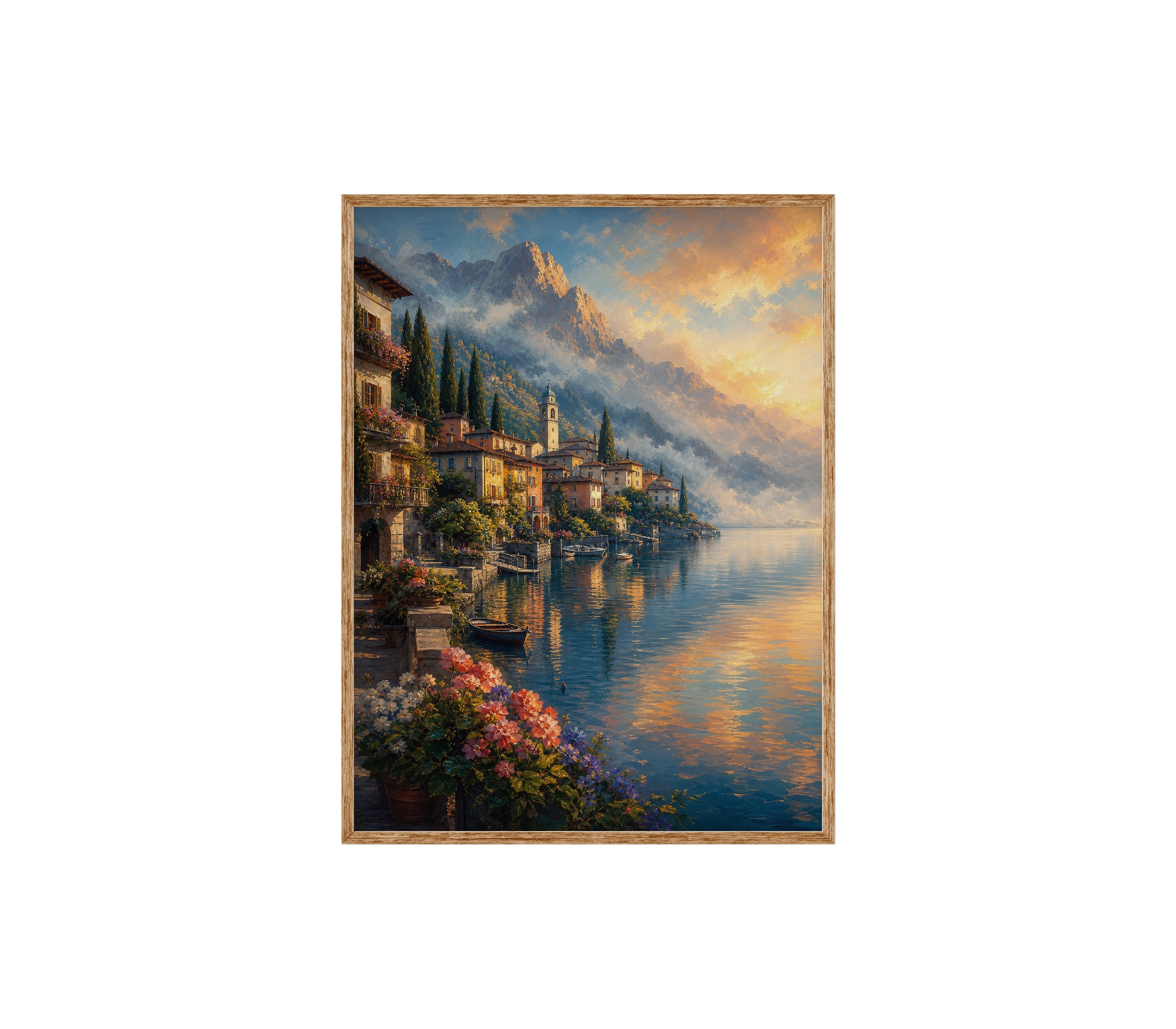 Lake Como Flower Balcony poster print preview by Seji Art