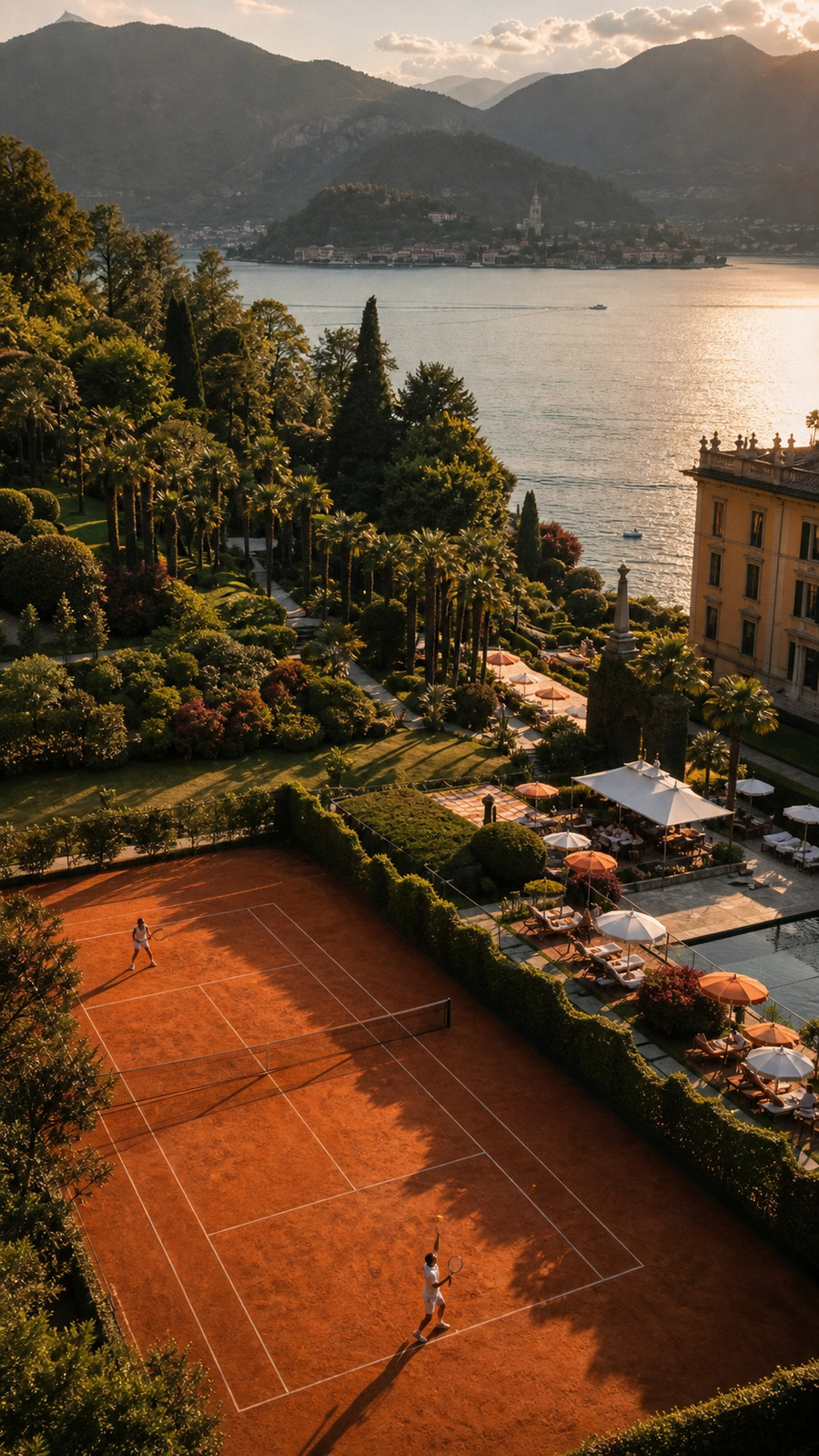 Lake Como Golden Hour Tennis primary artwork by Seji Art
