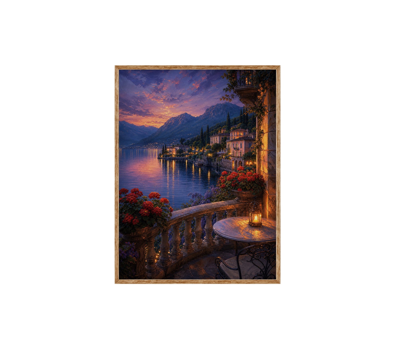 Lake Como Twilight Balcony Wall Art Print