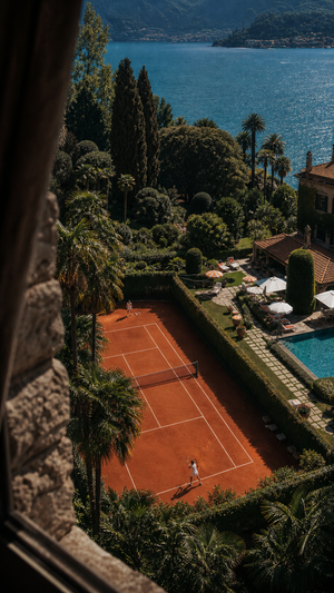 Lake Como Villa Window Tennis Wall Art Print