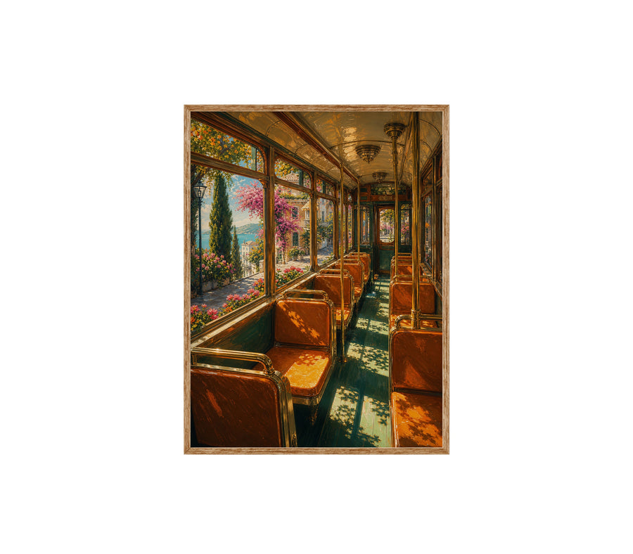 Lake View Vintage Train Car poster print preview by Seji Art