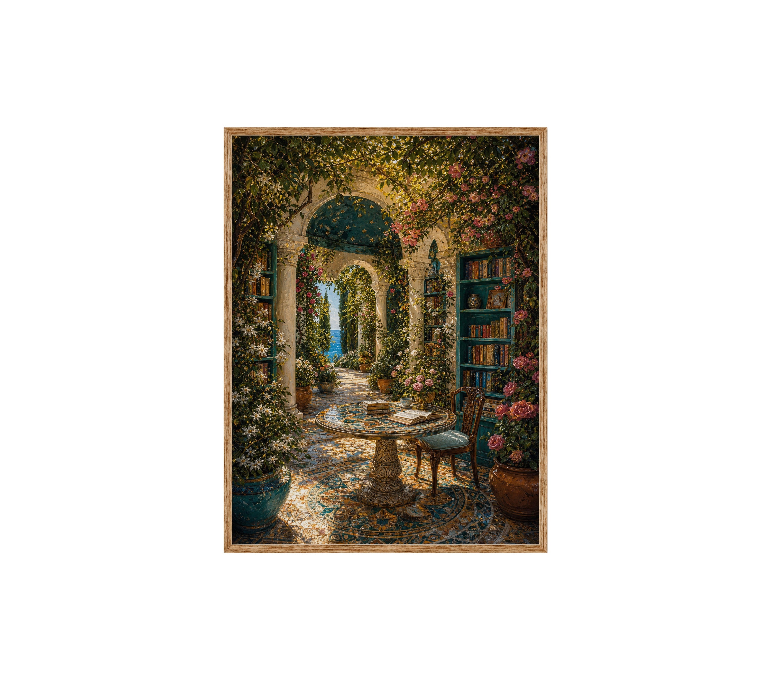 Mediterranean Fountain Courtyard Arch poster print preview by Seji Art