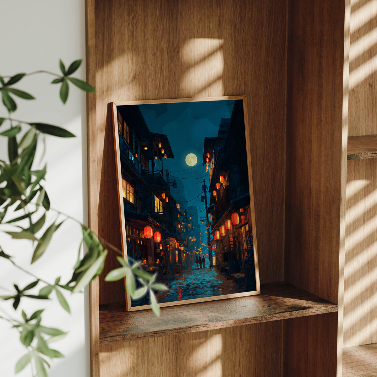 Nara Lantern Street canvas wall art preview by Seji Art