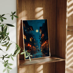 Nara Lantern Street canvas wall art preview by Seji Art