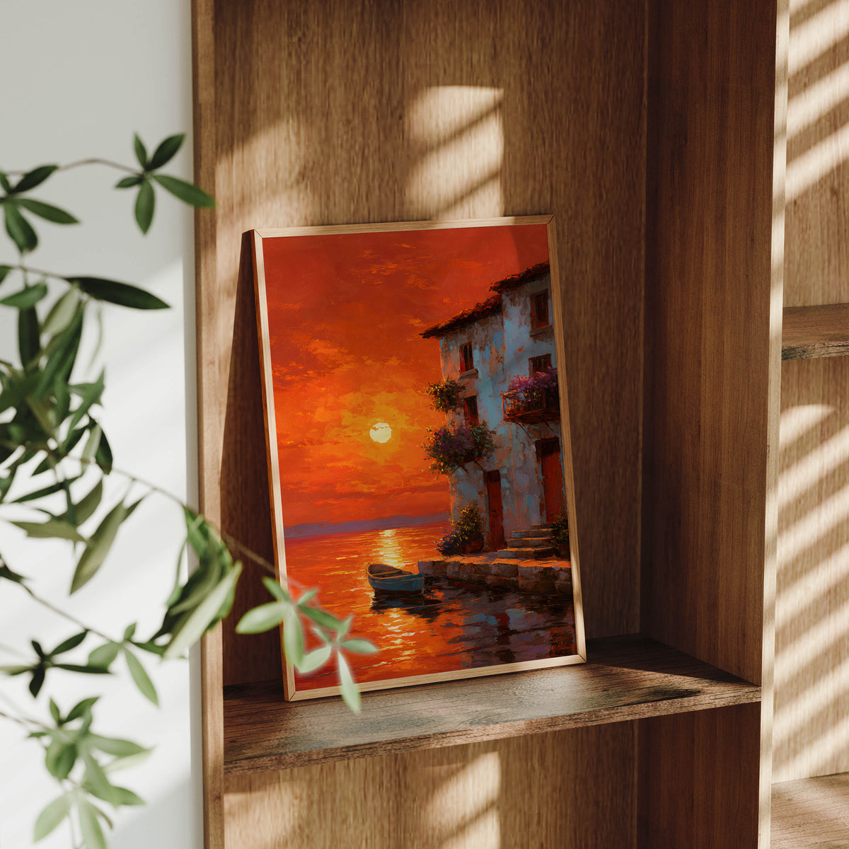 Maldives Sunset Boat canvas wall art preview by Seji Art