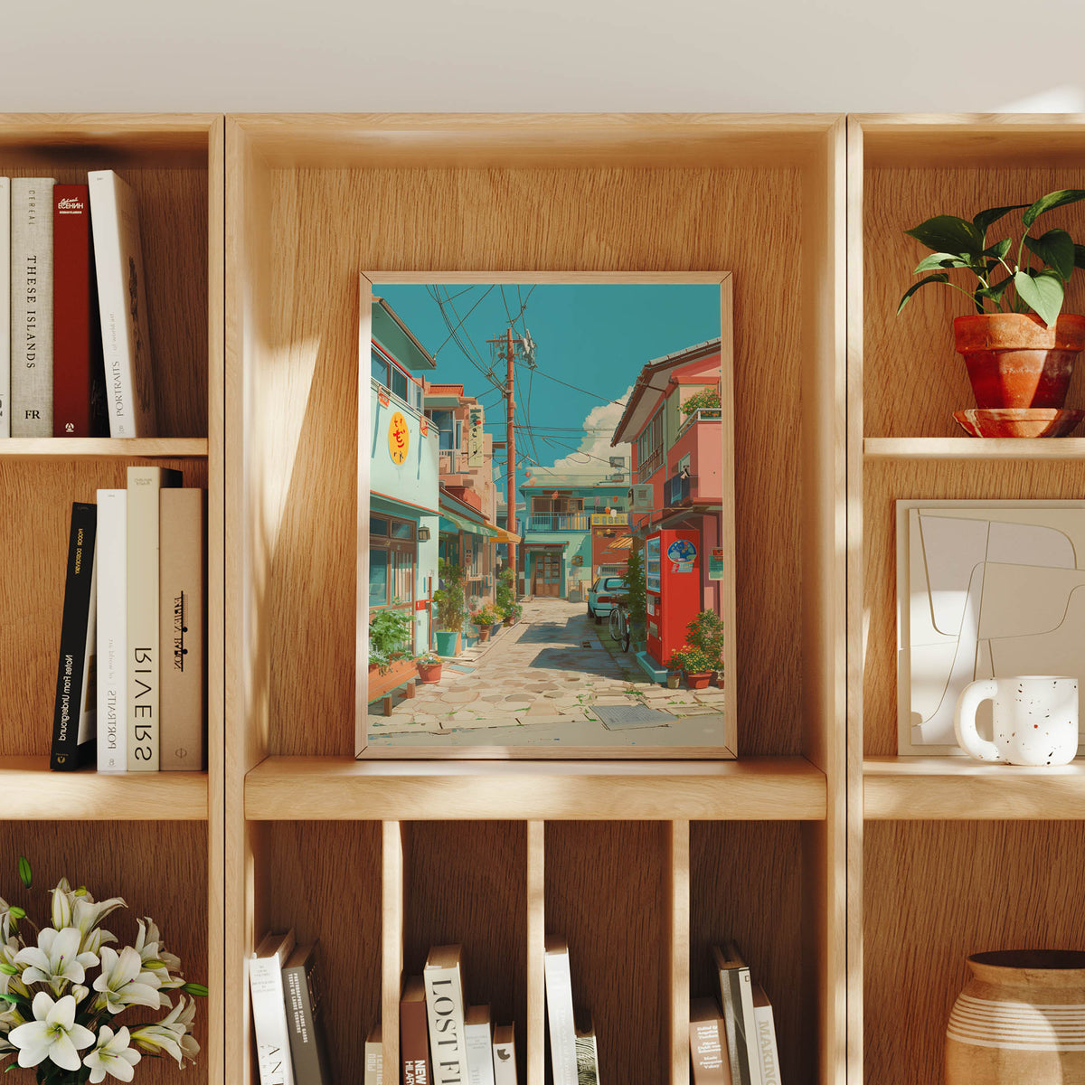 Kagurazaka Tokyo Vintage Alley canvas wall art preview by Seji Art