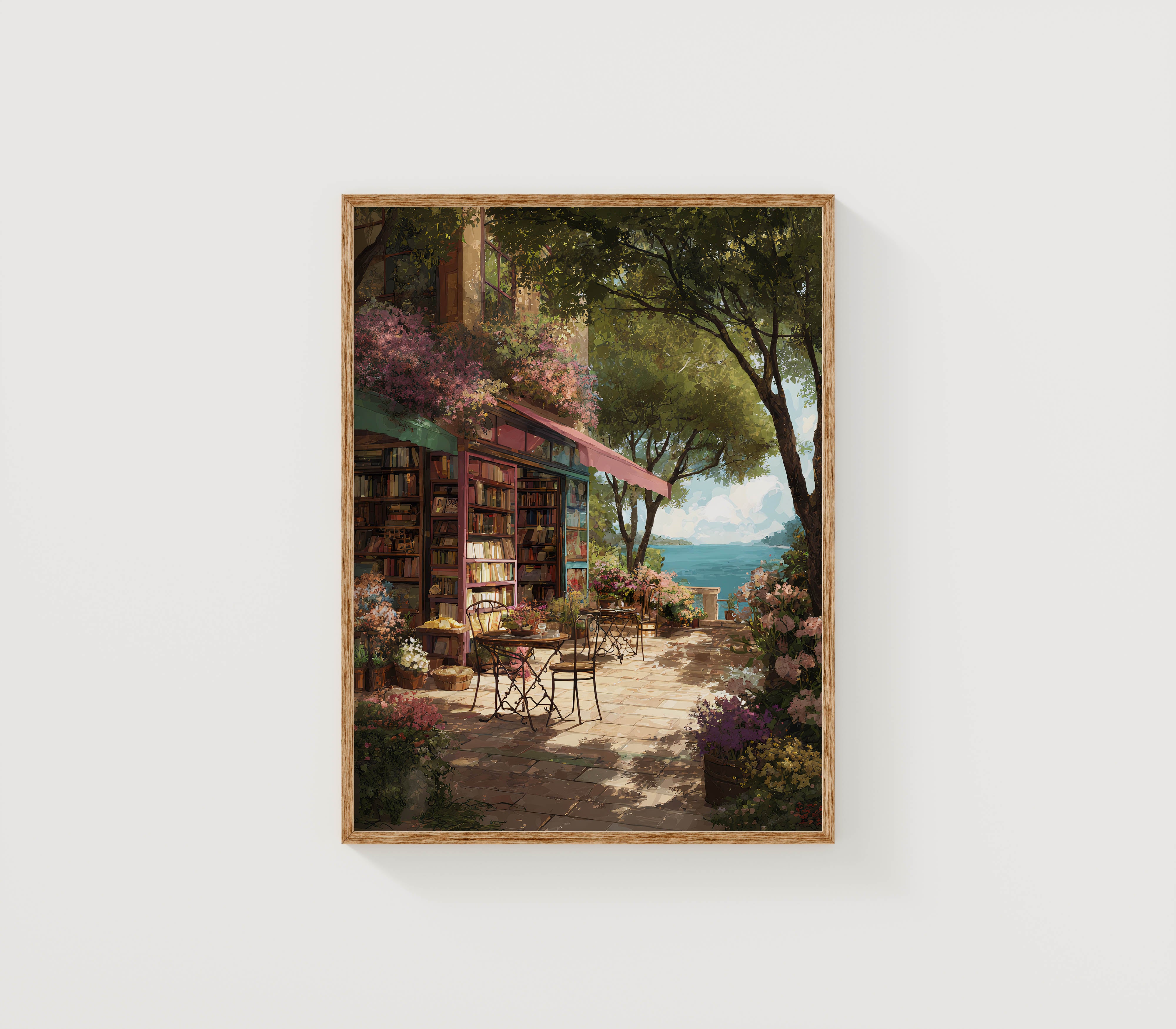 Coastal Village Vintage Art