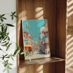 Koenji Tokyo Showa Retail Street canvas wall art preview by Seji Art