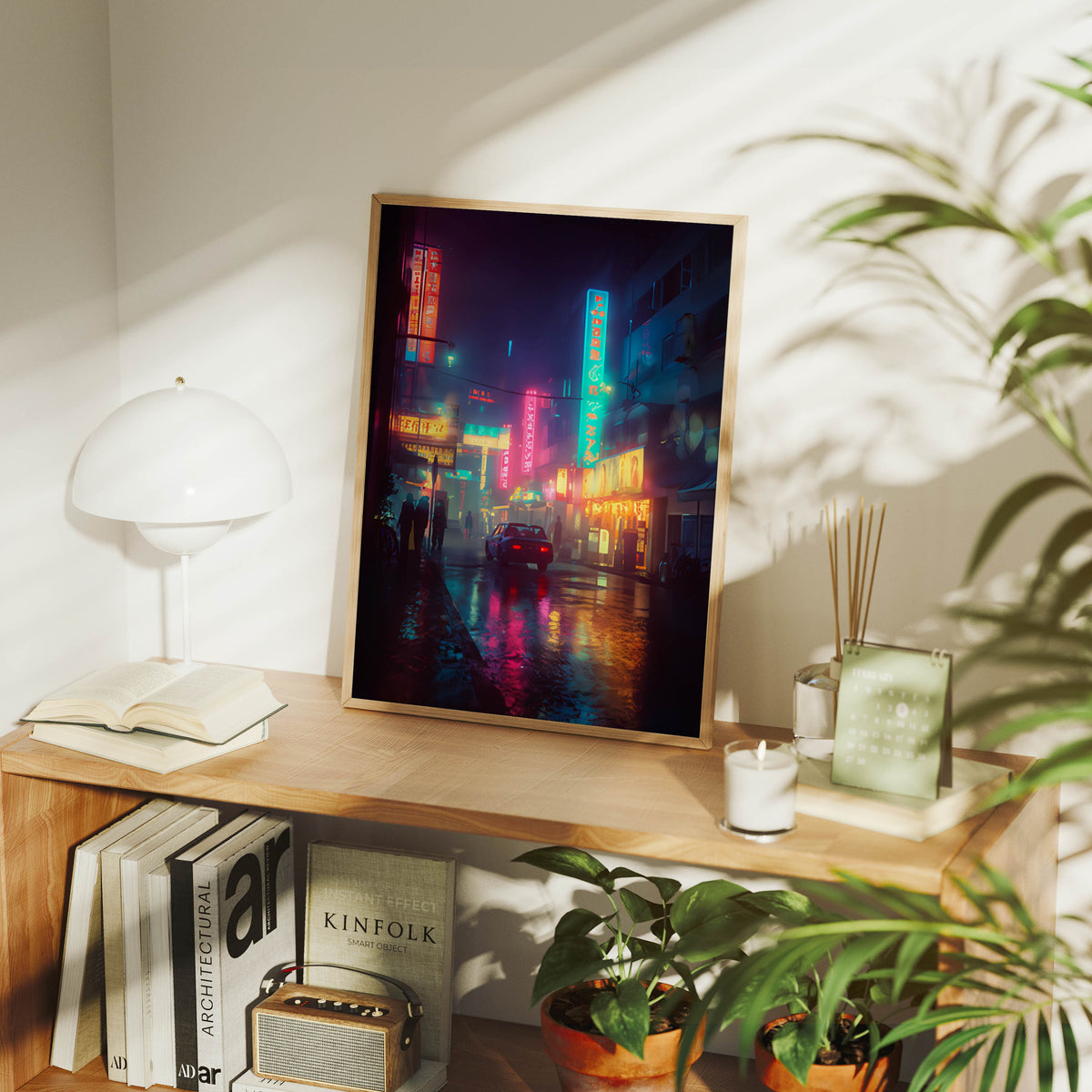 Akihabara Tokyo Cyberpunk Night canvas wall art preview by Seji Art