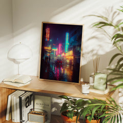 Akihabara Tokyo Cyberpunk Night canvas wall art preview by Seji Art