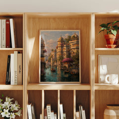 Lucknow Palace Riverboat Cityscape canvas wall art preview by Seji Art