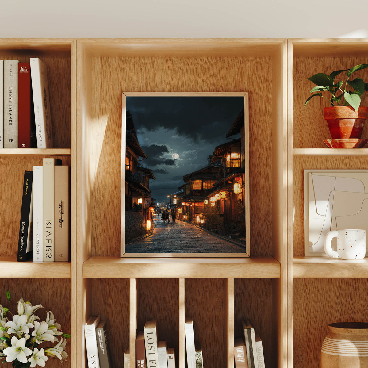 Takayama Lantern Village canvas wall art preview by Seji Art