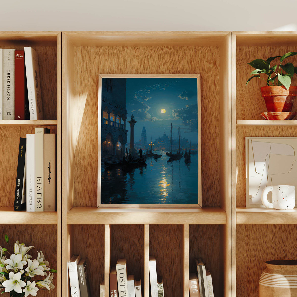Rialto Venice Night canvas wall art preview by Seji Art