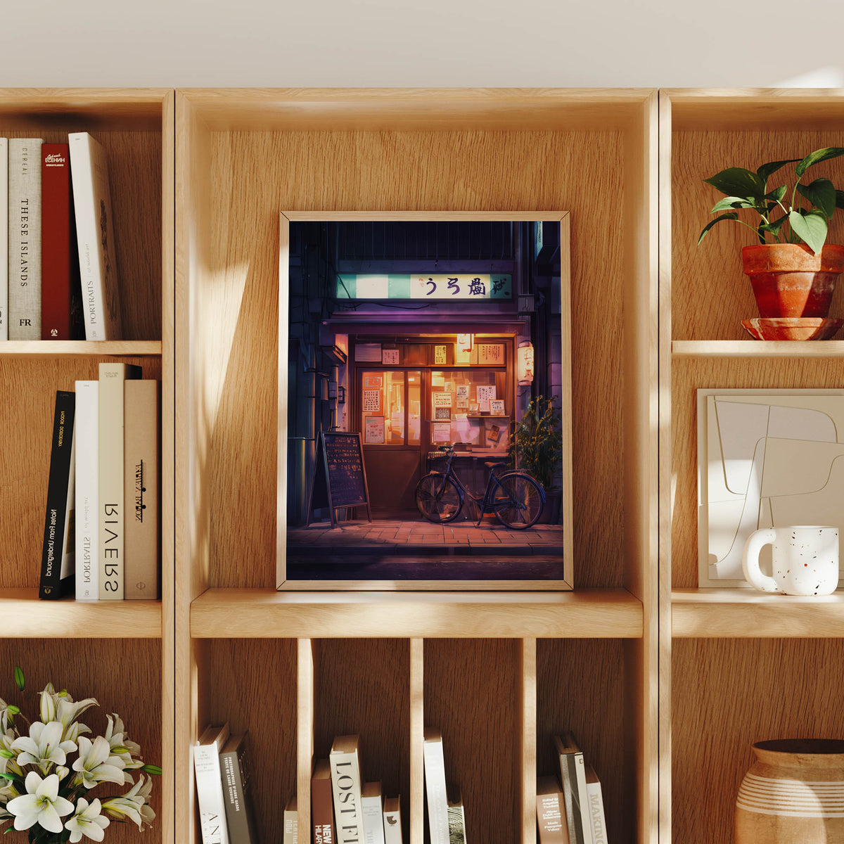 Hokkaido Cozy Ramen Shop canvas wall art preview by Seji Art