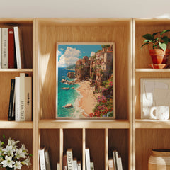 Eze Cliffside Beach canvas wall art preview by Seji Art