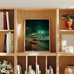 Des Voeux Road Sheung Wan Hong Kong Tram Neon canvas wall art preview by Seji Art