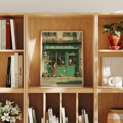 Edinburgh Cozy Bookstore canvas wall art preview by Seji Art