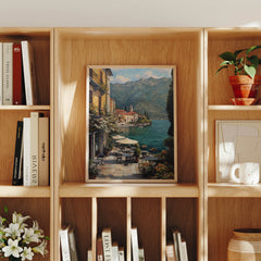 Lake Como Lakeside Cafe canvas wall art preview by Seji Art