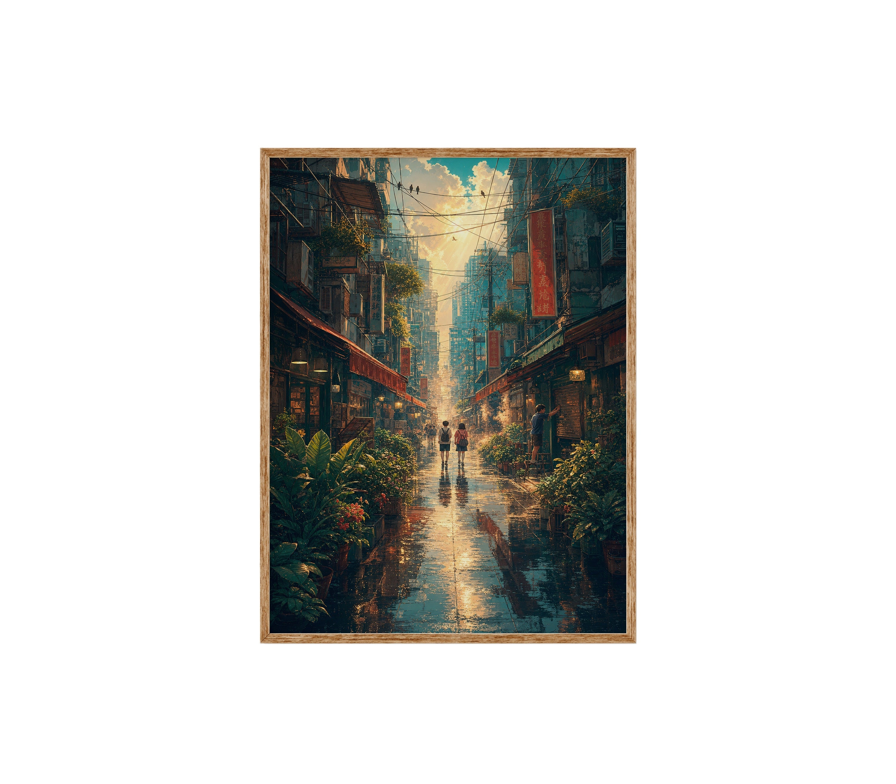 Mong Kok Sun Shower Market Street poster print preview by Seji Art