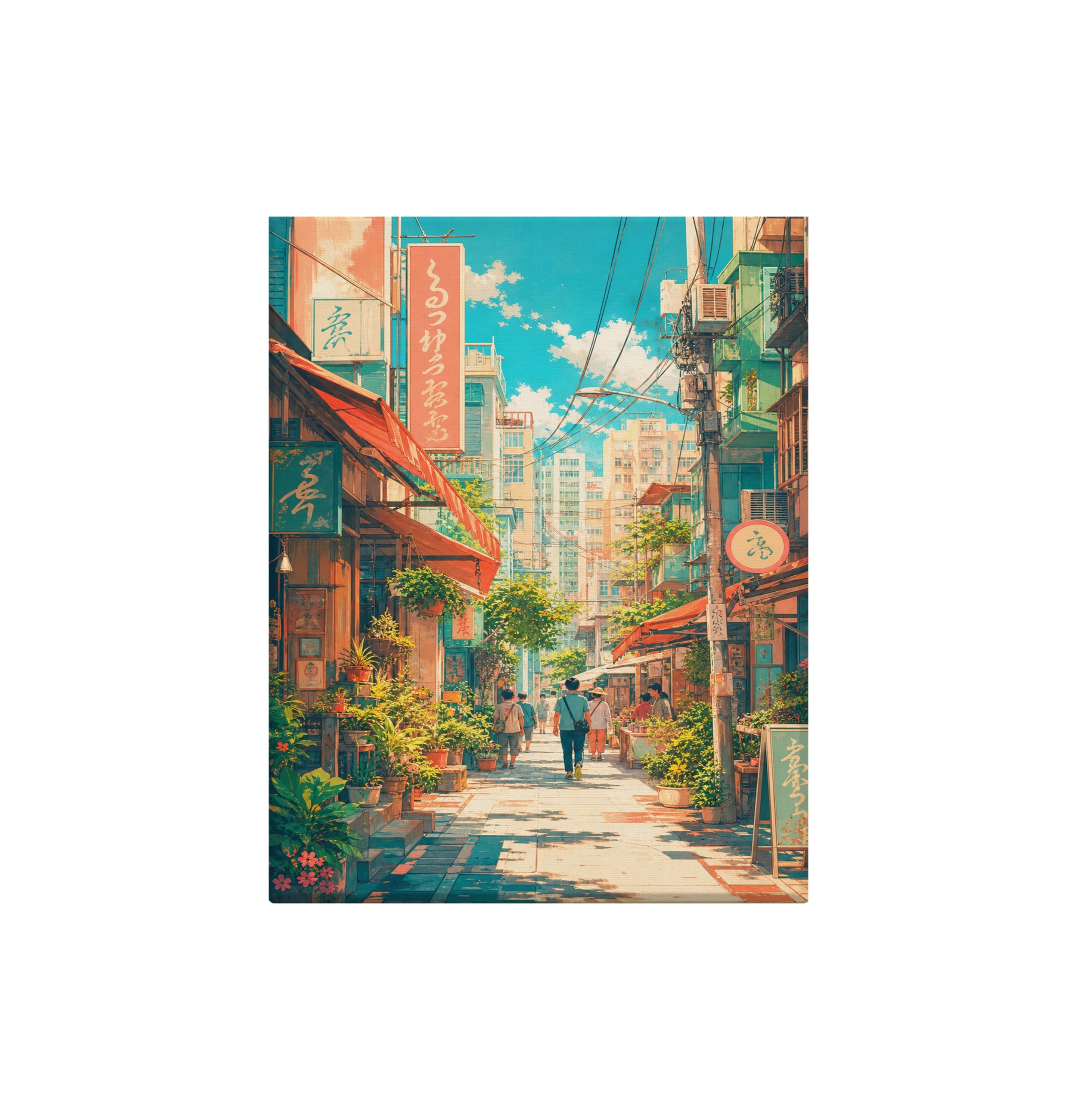 Nakameguro Tokyo Afternoon Shopping Street canvas wall art preview by Seji Art
