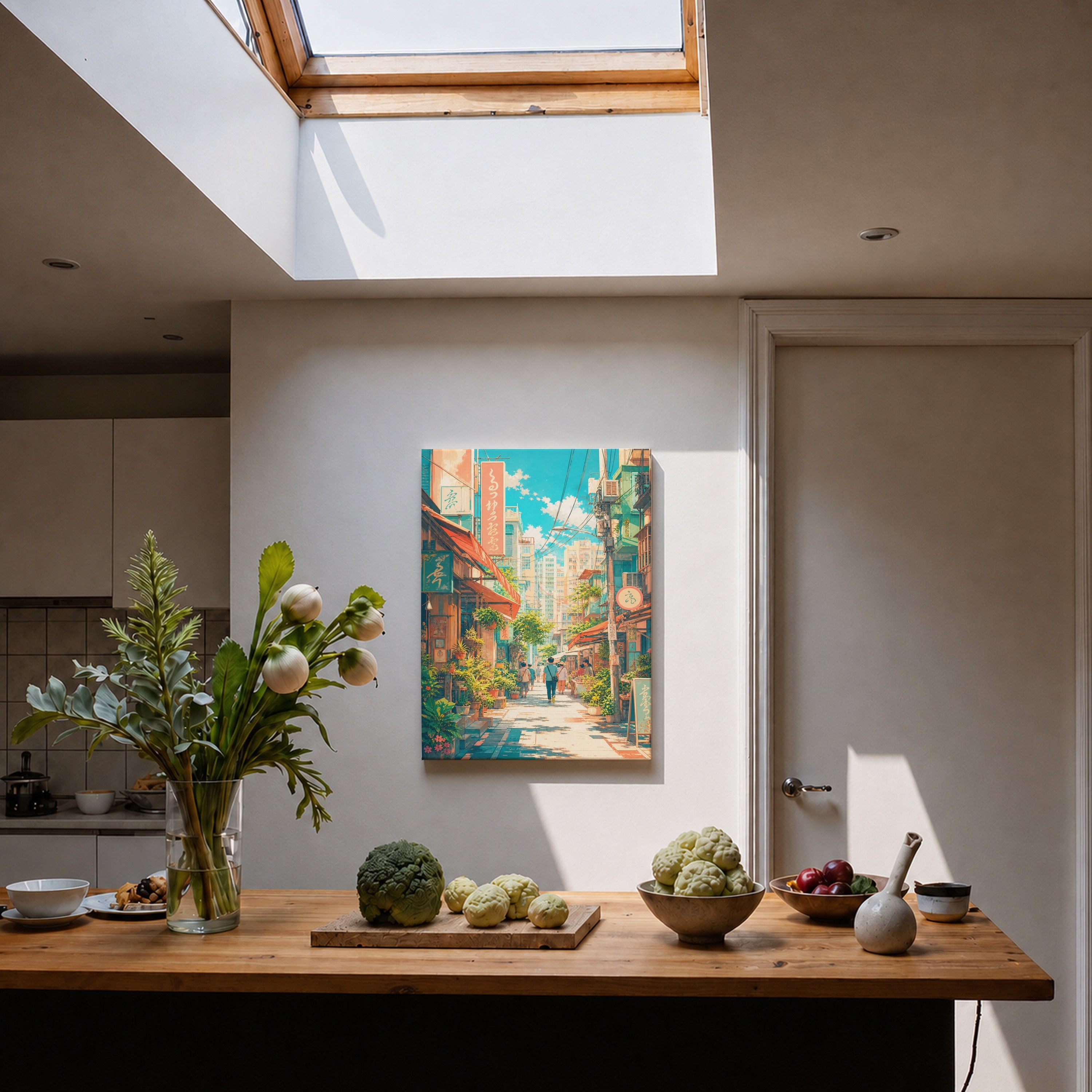 Nakameguro Tokyo Afternoon Shopping Street canvas home decor mockup by Seji Art
