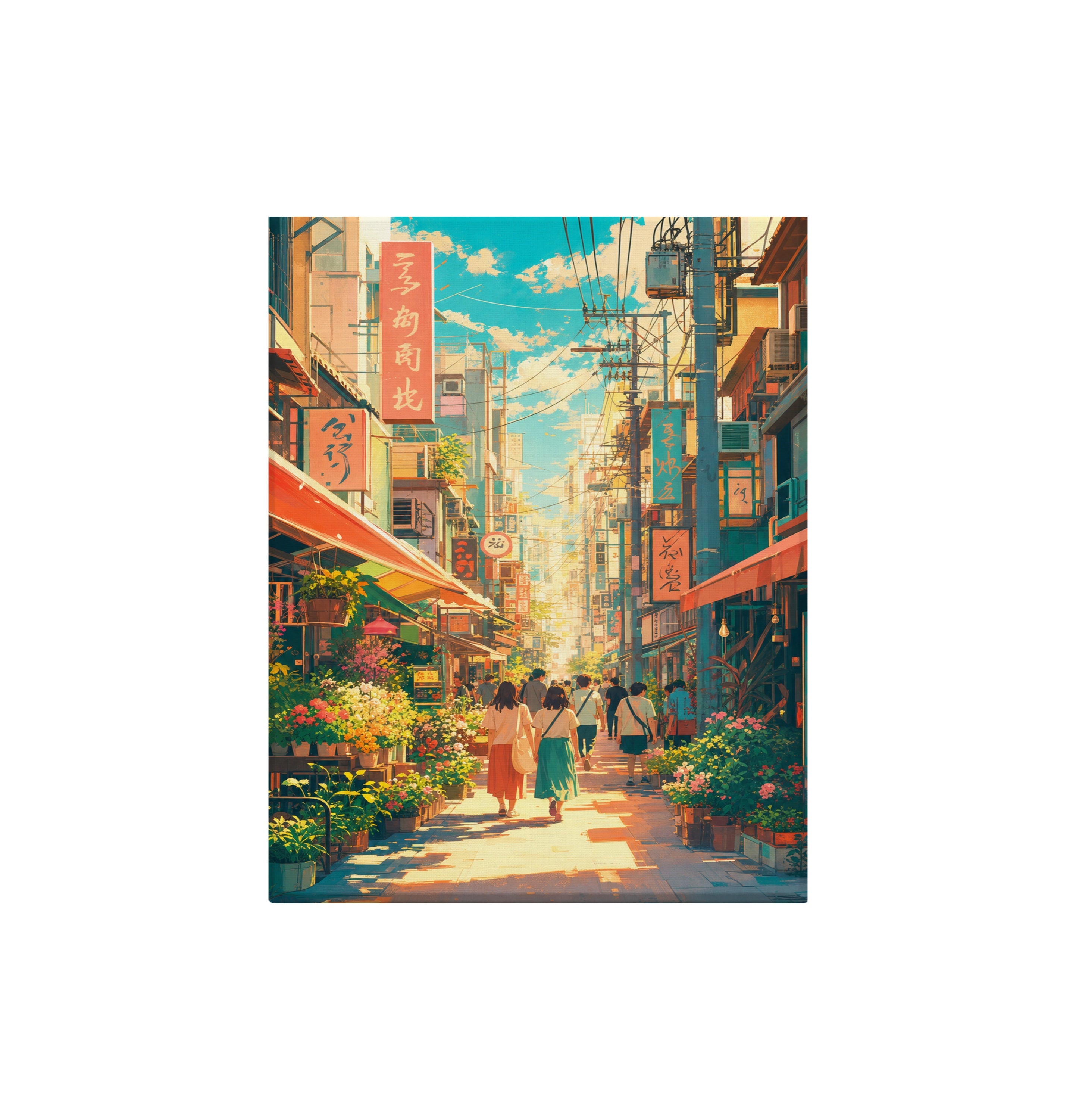 Nakano Tokyo Flower Shopping Street canvas wall art preview by Seji Art
