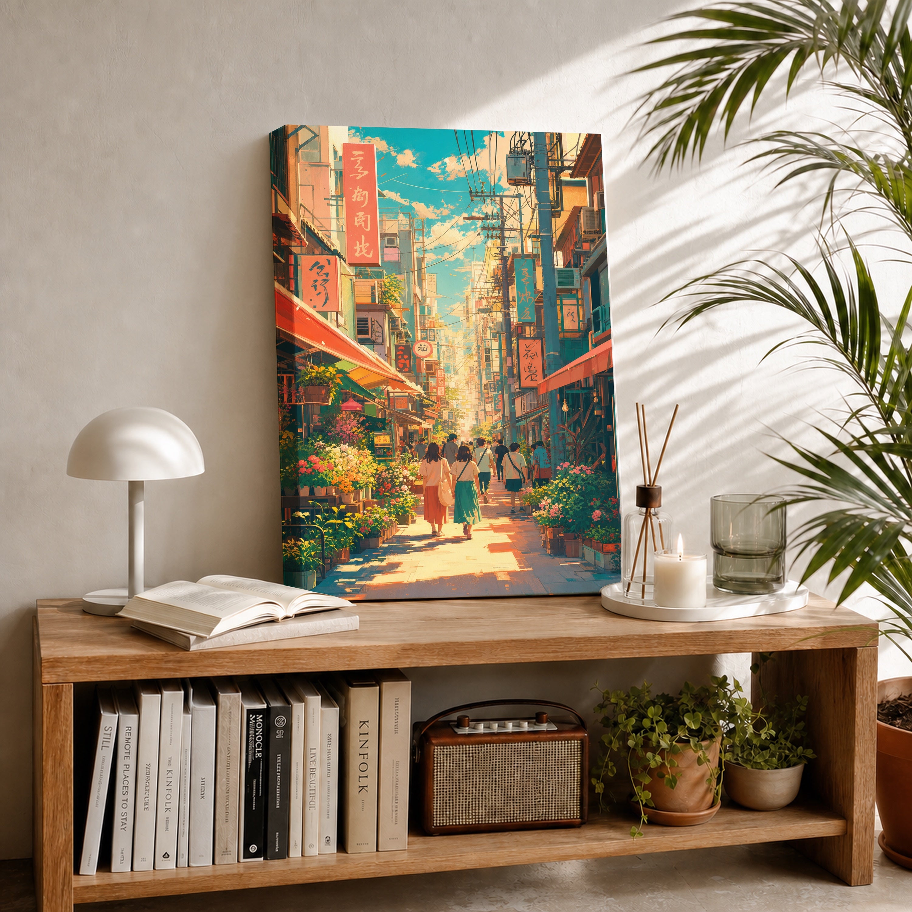 Nakano Tokyo Flower Shopping Street canvas room mockup by Seji Art