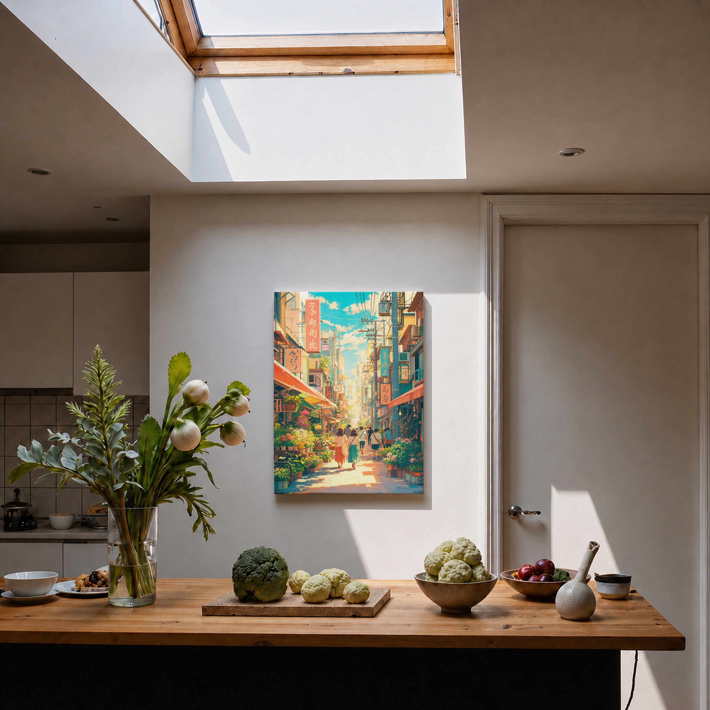 Nakano Tokyo Flower Shopping Street canvas home decor mockup by Seji Art