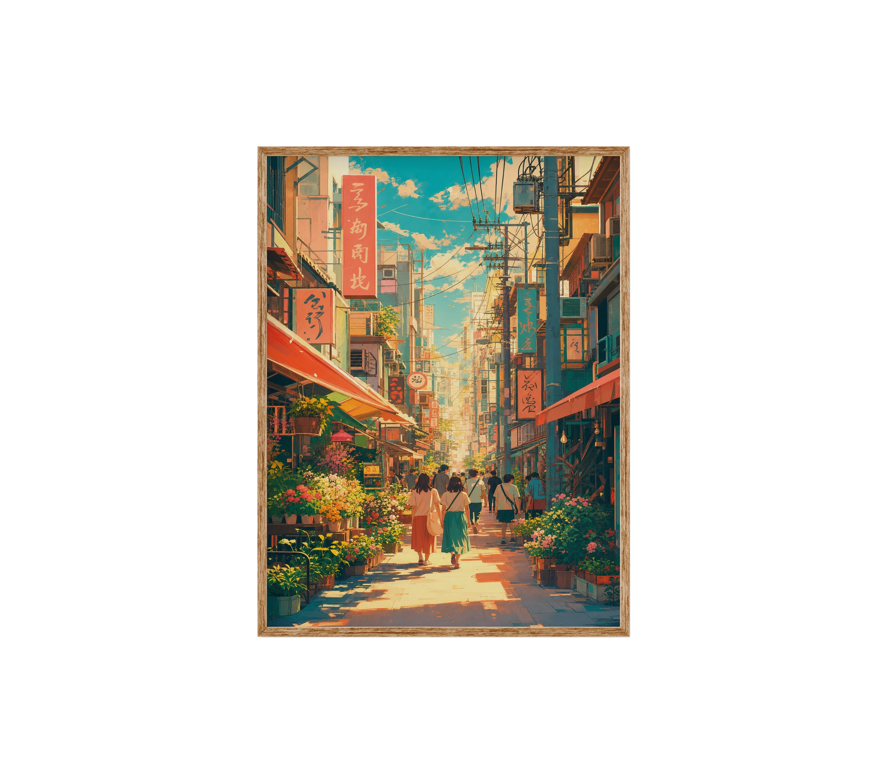 Nakano Tokyo Flower Shopping Street poster print preview by Seji Art