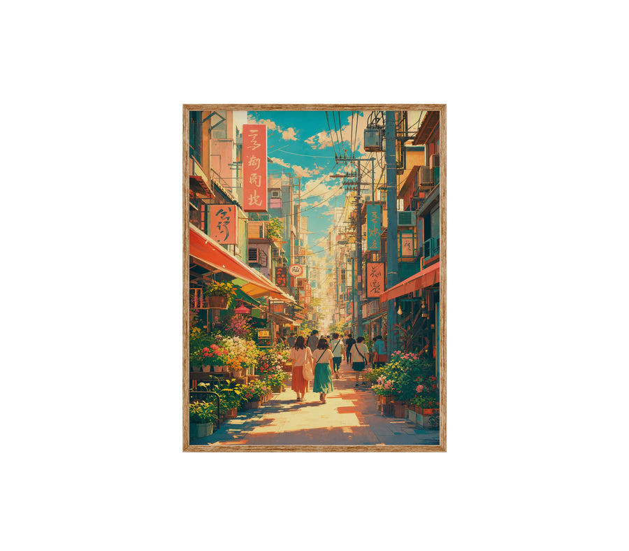 Nakano Tokyo Flower Shopping Street poster print preview by Seji Art