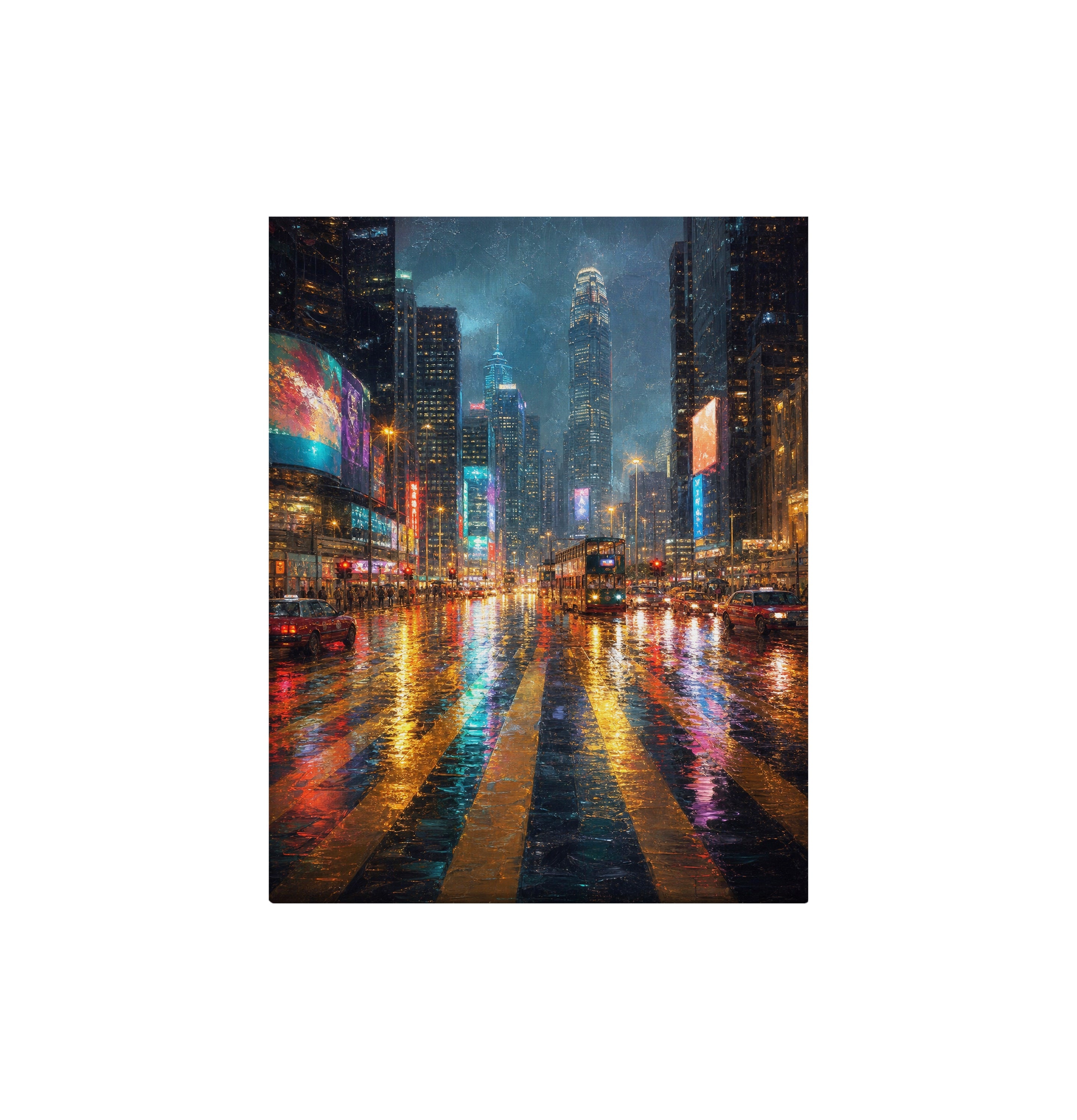 Neon Rain City Boulevard canvas wall art preview by Seji Art