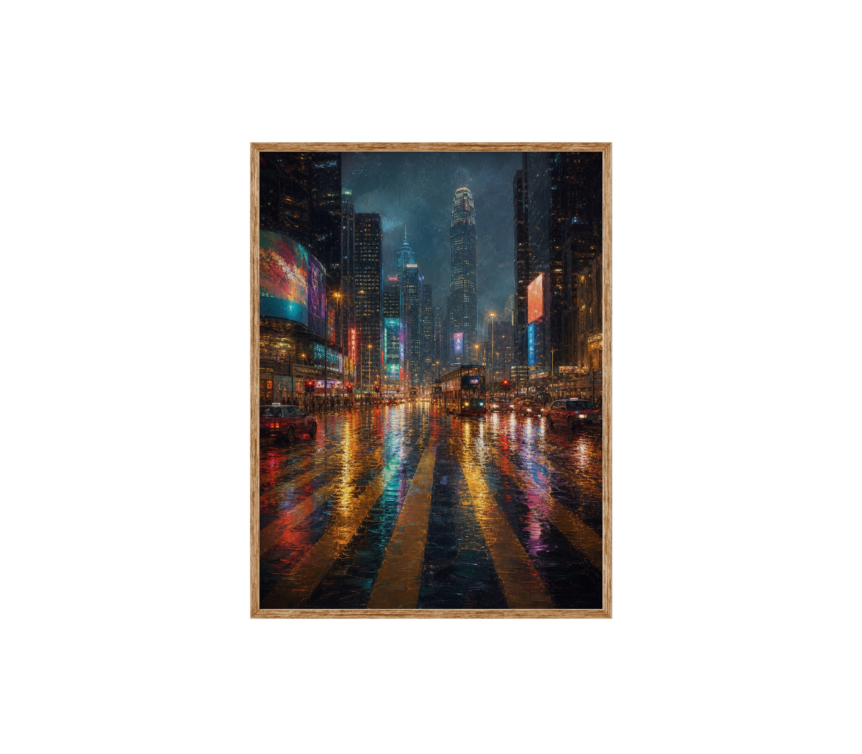 Neon Rain City Boulevard poster print preview by Seji Art
