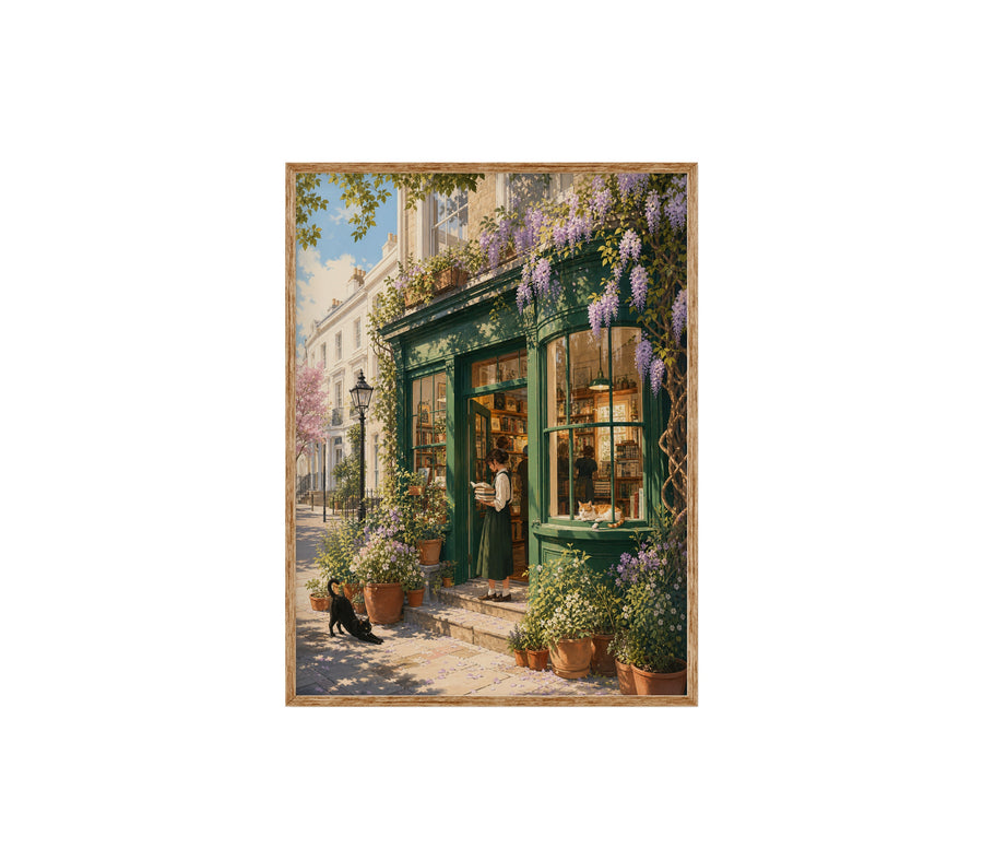 Notting Hill Wisteria Bookstore poster print preview by Seji Art