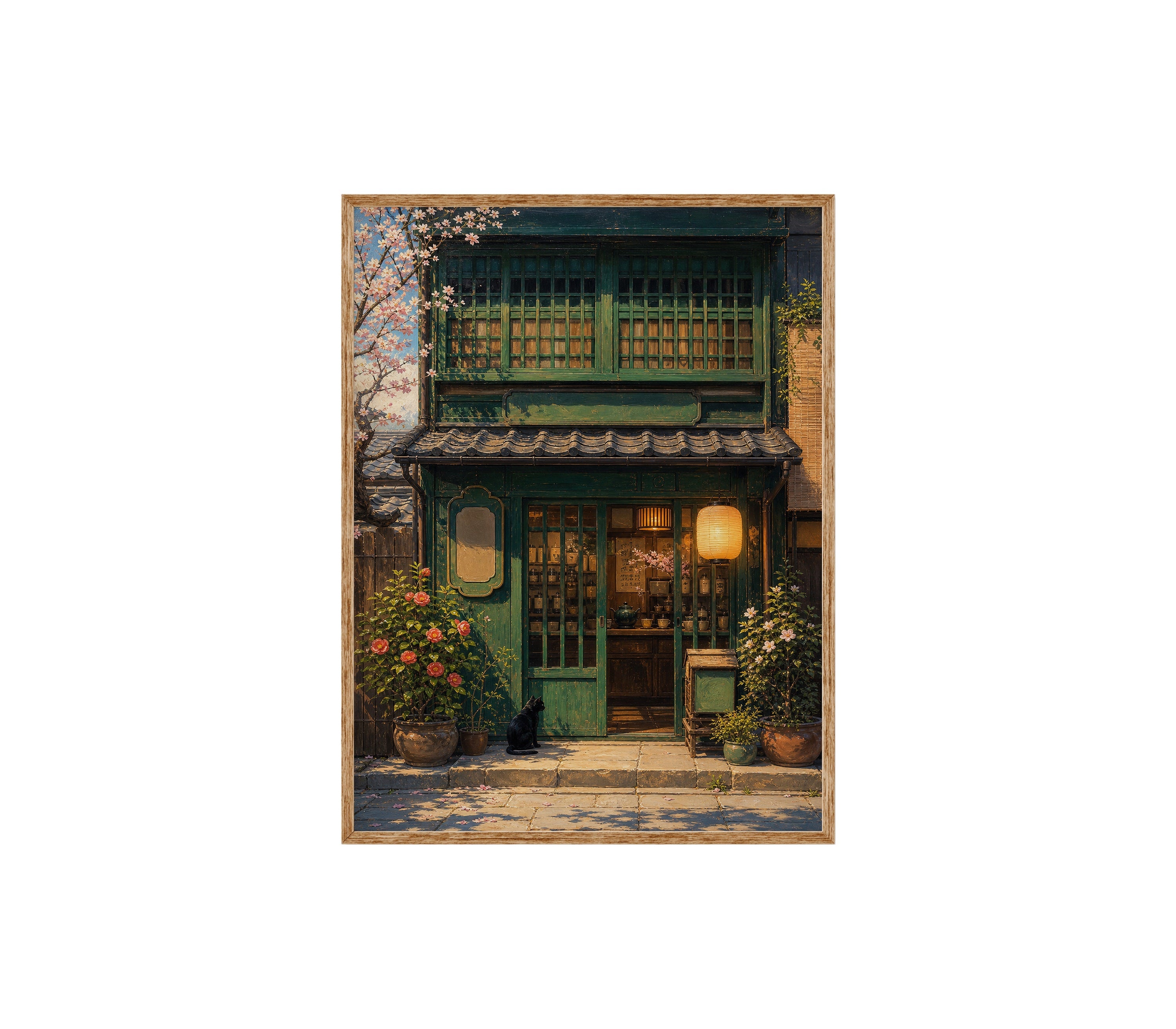 Old Town Green Storefront poster print preview by Seji Art
