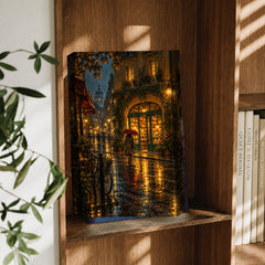 Paris Rainlit Bookstore Crossing canvas canvas in a reading room by Seji Art