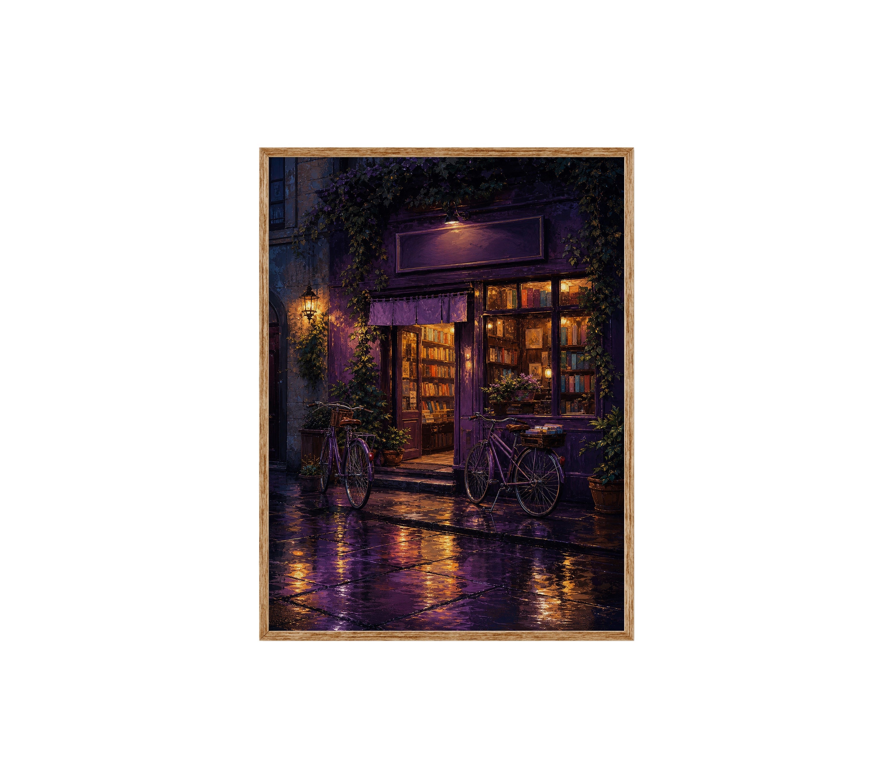 Purple Awning Rain Cafe poster print preview by Seji Art