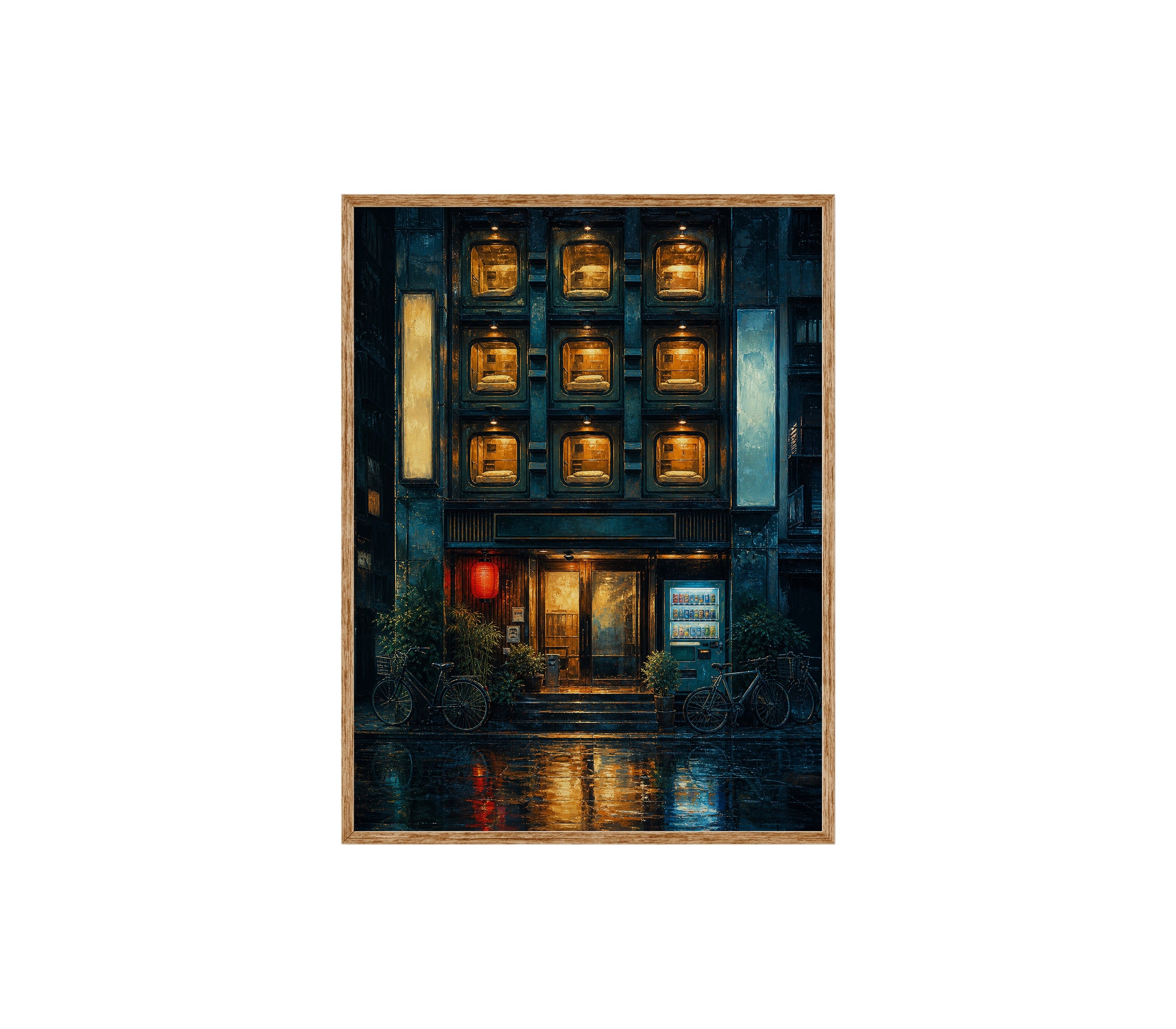 Rainy Apartment Windows Night poster print preview by Seji Art