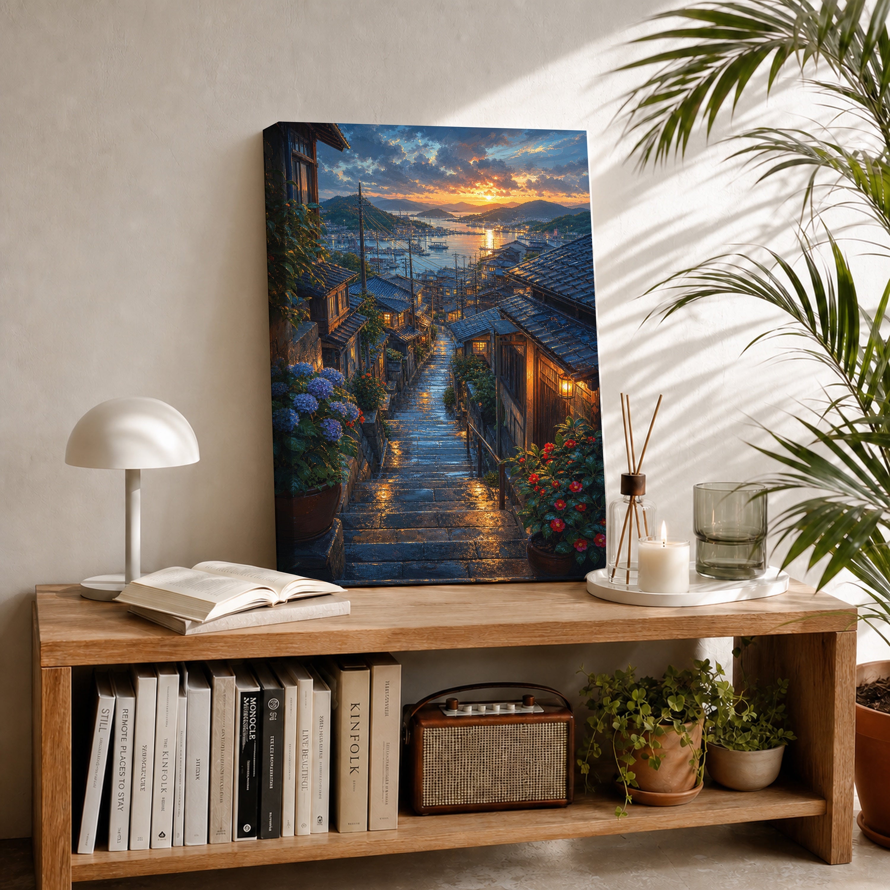 Rainy Coastal Stone Stairway canvas room mockup by Seji Art
