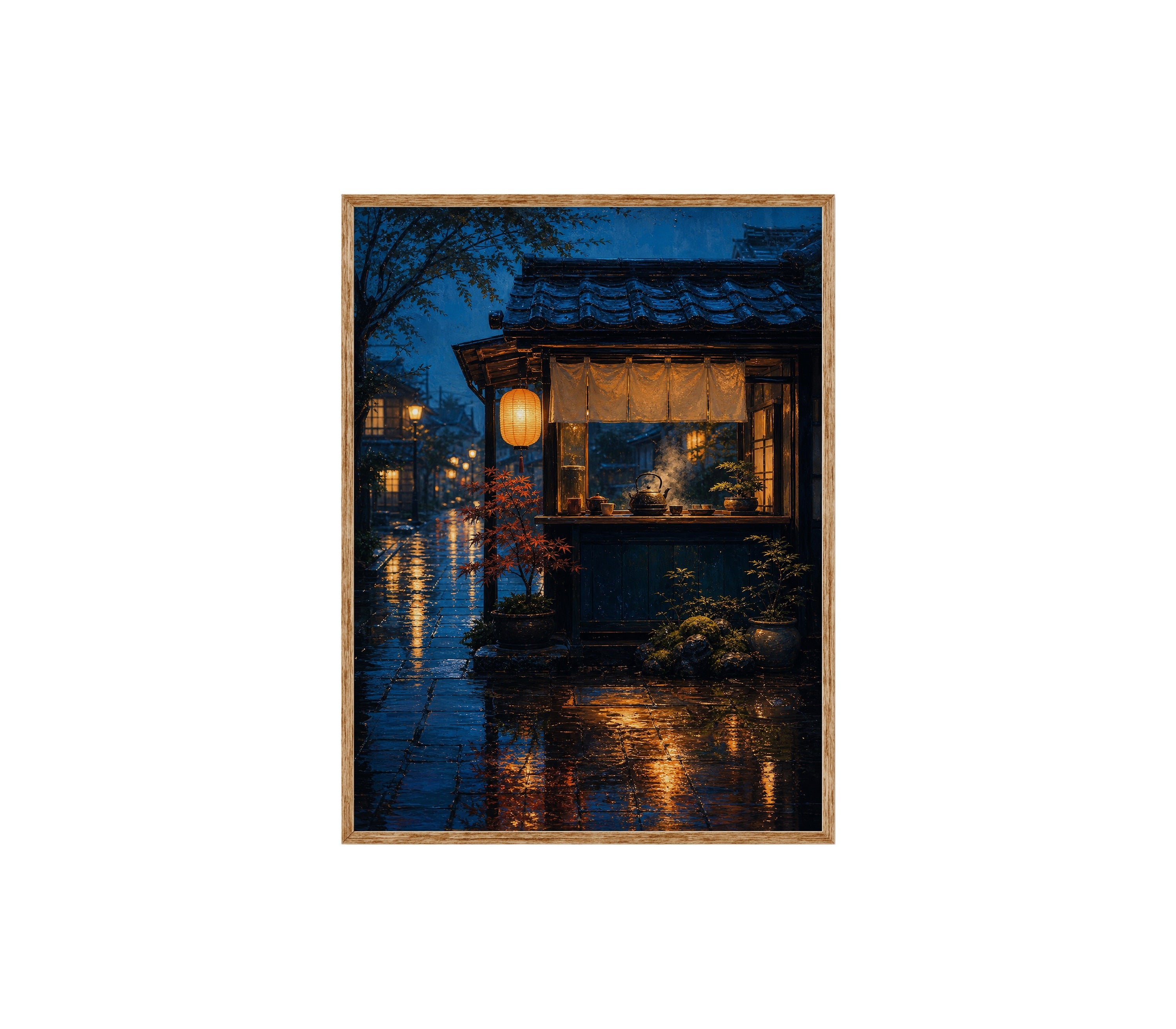 Rainy Paris Corner Cafe poster print preview by Seji Art