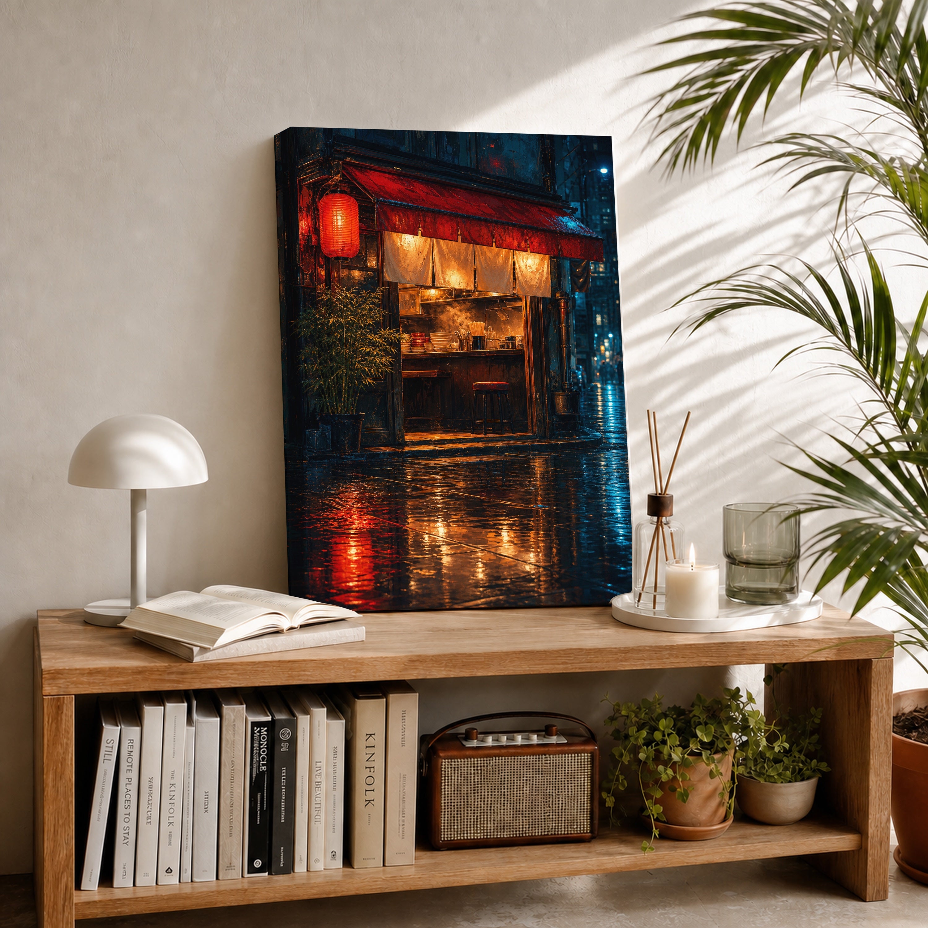 Red Lantern Rain Noodle Bar canvas room mockup by Seji Art