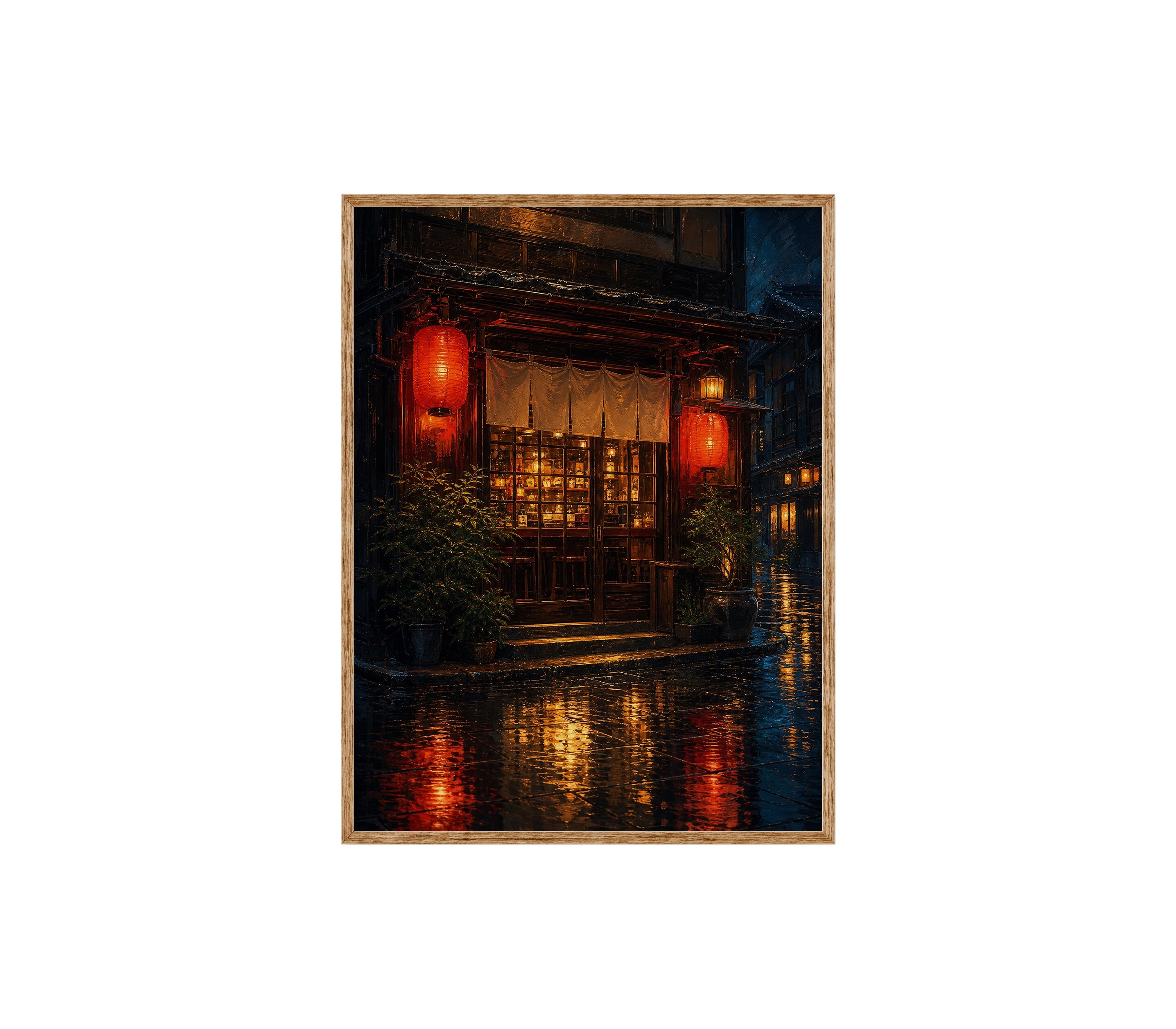 Red Lantern Rainy Noodle Shop poster print preview by Seji Art