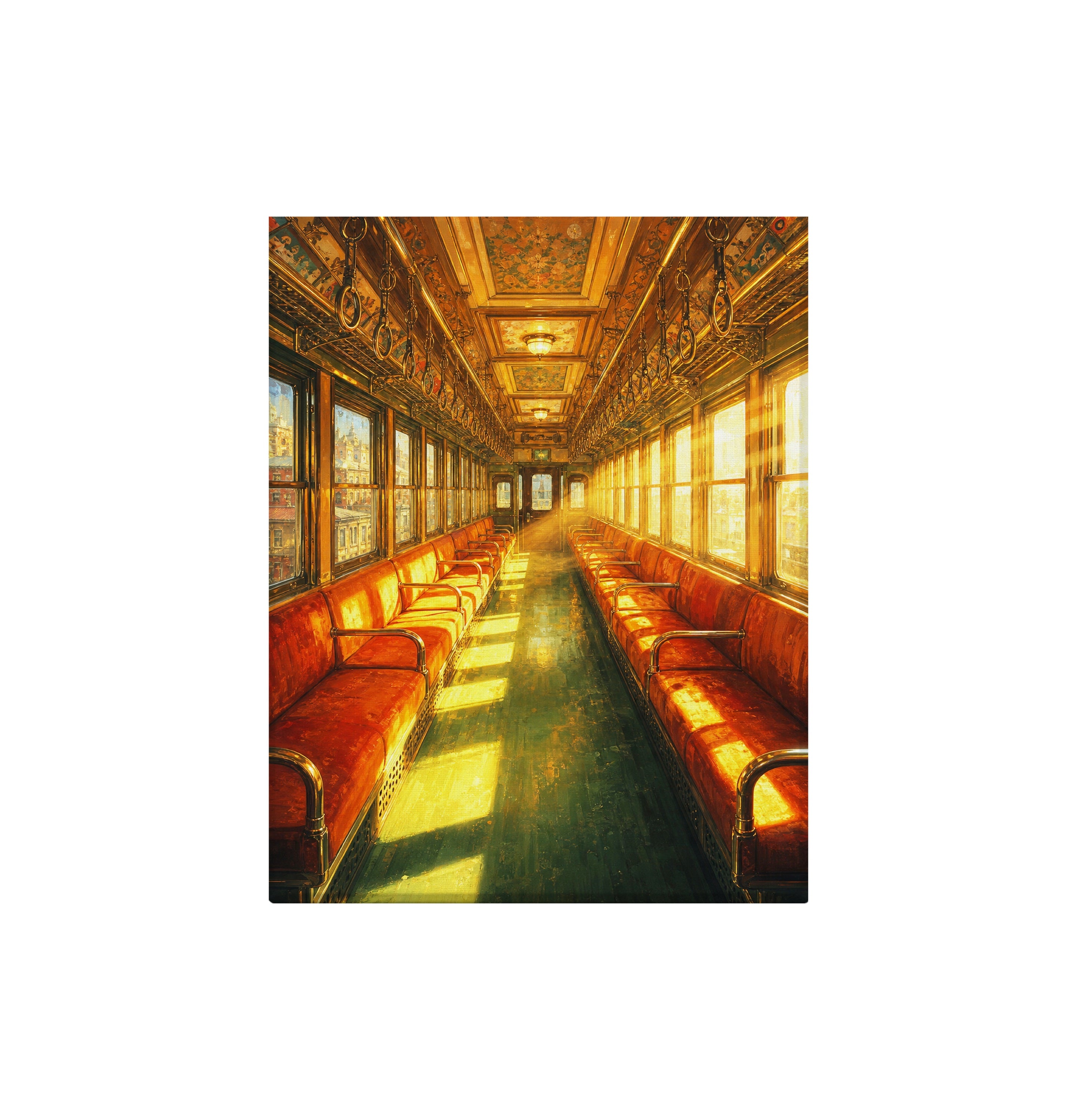 Red Velvet Vintage Train Car canvas wall art preview by Seji Art